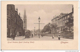 GLASGOW - GREAT WESTERN ROAD.,CARD ILLUSTRATED, BLACK AND WHITE, NEW, ANIMATED, SMALL SIZE 9 X 14, - Lanarkshire / Glasgow