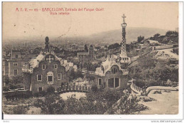 BARCELONA, ENTRADA DEL PARQUE GUELL VISTA INTERIOR ,postal, BLANCO NEGRO, De 1918 A Italia, Pequeño Tamaño, - Barcelona