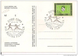 LO SPORT NEI FRANCOBOLLO , COMO 1974 - ANNULLO SPECIALE FIGURATO  SU CARTOLINA DEDICATA - Scherma