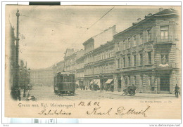 Weinbergen , GRUSS AUS  KGL. ,POSTCARD SCHWARZ WEISS, 1902 USED Für Italien, SMALL SIZE 9 X 14, Straßenbahn-und ANIMATED - Bad Sulza