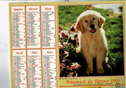 Calendrier Des Postes 1993 - Chiot Golden Retriever - Caniche - Fleurs - Formato Grande : 1991-00