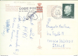 MONACO-FRANCIA, TIMBRO POSTE NICE (FRANCIA) SU AFFRANCATURA MONACO - 1979- POSTE NICE TARGHETTA - FAENZA (ITALIA)-MONACO - Lettres & Documents