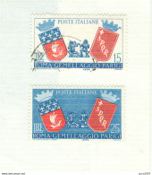 GEMELLAGGIO  ROMA - PARIGI-1959-VARIETA'> £.15 Corona Destra Attaccata Allo Stemma-£.25 Stampa Rosso Spostata - Varietà E Curiosità