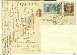 "VINCEREMO"C.P. IMPERIALE Cent.30 R.S.I.+1,25 ESPRESSO SOPRASTAMPATO,1944-POSTE FIRENZE - NEGARINE (VERONA)-RR - Propagande De Guerre