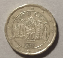 2014  -  AUSTRIA  - MONETA IN EURO - DEL VALORE DI  20 CENTESIMI  - USATA - - Autriche