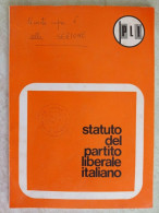 PLI Statuto Del Partito Liberale Italiano 1971 Timbro Sezione Di Verbania - Società, Politica, Economia