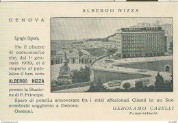 ALBERGO NIZZA, GENOVA,RIAPERTURA 1929, PRESENTAZIONE,PROP. GEROLAMO CASELLI, ILLUSTRAZIONE , - Hotels & Restaurants