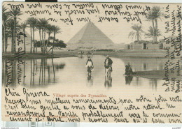 " VILLAGE AUPRES DES PYRAMIDES"B/N VIAGGIATA 1902,TIMBRO GRAND CONTINENTAL HOTEL,CAIRO,PER VENEZIA (ITALIA),UPU EGYPTE - Piramidi