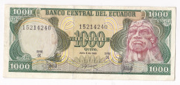 Equateur 1000 Sucres 1988 , Serie IX N°15214240, Billet Neuf - UNC - Equateur