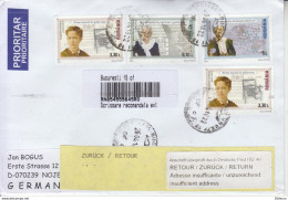 ROMANIA : WOMEN INVENTORS Set On Registered Cover Returned From Germany To ROMANIA #586729516 - Registered Shipping! - Storia Postale