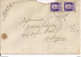 UFFICIO POSTALE  MILITARE 131- ALBANIA, SU BUSTA VIAGGIATA 1940,TARIFFA LETTERA VIA AEREA,IMPERIALE Cent.50X2,BOLOGNA - Albanie