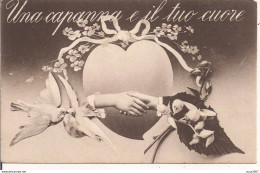 "UNA CAPANNA E IL TUO CUORE",CARTOLINA D'ALTRI TEMPI,1918,INDIRIZZO SCRITTO IN MODO PRECISO E RICERCATO,MONTEGALDELLA - - Saint-Valentin