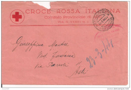 CROCE ROSSA ITALIANA, COMITATO ASTI,BUSTA VIAGGIATA IN FRANCHIGIA,1944, POSTE ASTI - Andere & Zonder Classificatie