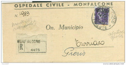 AMG-VG, IMP. £.10,VARIETA SOPRASTAMPA SPOSTATA ISOLATO IN TARIFFA MANO. RACC., 1946, POSTE MONFALCONE -PIERIS, TRIESTE - Marcophilie