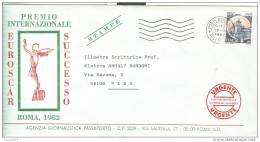 PREMIO INTERNAZIOMNALE EUROSCAR SUCCESSO, ROMA, 1982, BUSTA VIAGGIATA  1982, POSTE ROMA,PISA - Diplômes & Bulletins Scolaires