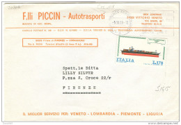 PICCIN FRATELLI, AUTOTRASPORTI, VITTORIO VENETO,TREVISO, BUSTA COMMERCIALE , 1978, - Vrachtwagens