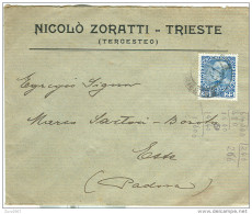 TRIESTE, OCCUPAZIONE AUSTRIACA, 25 HELLER, BUSTA VIAGGIATA TRIESTE- ESTE, - Trente & Trieste