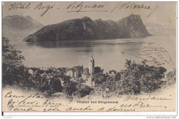 VITZNAU UND BURGENSTOCK, B/N VIAGGIATA  1904, BAVIERA - Vitznau