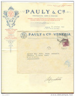 PAULY& C.IE,VENEZIA, VETRI E PORCELLANE, BUSTA CON LETTERA VIAGGIATA 1949, VENEZIA-RAVENNA - Verre & Cristal