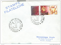 CONGRESSO NAZIONALE ESPERANTO,PARMA 1984, ANNULLO SPECIALE FIGURATO  SU BUSTA VIAGGIATA, - Esperánto