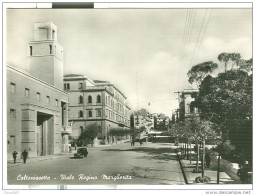 CALTANISETTA, VIALE REGINA MARGHERITA, B/N VIAGGIATA  1958, ANIMATA E AUTO D'EPOCA, - Caltanissetta