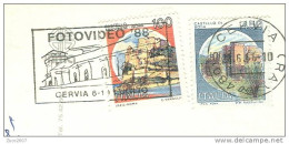 FOTOVIDEO 88, TIMBRO POSTE CERVIA  TARGHETTA  SU CARTOLINA VIAGGIATA 1988, - Fotografie