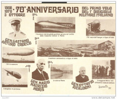 70° ANNIVERSARIO PRIMO VOLO DEL 1° DIRIGIBILE  MILITARE ITALIANO. 1908 / 1978,  FORMATO  16 X 20, - Dirigeables