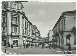 MATERA, VIA ROMA, B/N VIAGGIATA  1958, ANIMATA  E AUTO D'EPOCA, - Matera