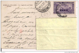 SOMALIA  ITALIANA - UN TRAGHETTO  - CARTOLINA B/N  VIAGGIATA  1927 - PER TRENTO - CENTENARIO FRANCESCANO  CENT. 40 SOMAL - Somalia