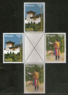 Bhutan 2006 Europa Dzong & Archery Sc 1421-22 High Value 2v Cross Gutter Pair MNH # 5629 - Tiro Al Arco