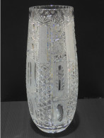 -SUPERBE ANCIEN GRAND VASE CRISTAL De BOHEME Hauteur 35,2 Cm Collection Déco    E - Vasi