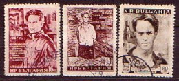 BULGARIA - 1952 - Poet Vapzarov - Mi 823/825  Used - Oblitérés