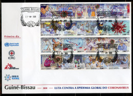 Guinea Bissau 2020, Against Covid, Ambulance, Red Cross, Sheetlet  In FDC - First Aid