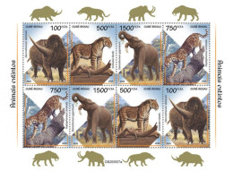 Guinea Bissau 2020, Animals Extinct, Elephants, Wild Cat, Rhino, Sheetlet - Neushoorn