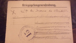 WWI Récépissé Remise Colis Camp Prisonniers Münster  COMITE DE SECOURS DE NOIRETABLE FOREZ SYNDICAT INIATIVE - Guerra Del 1914-18