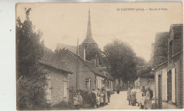 Clemont  18  Carte Circulée  Rue De La Poste Tres Tres Animée Et L'Eglise - Clémont