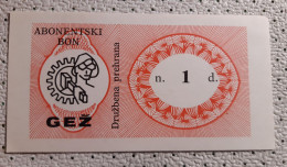 Ironwork Jesenice 1 Dinar Food Coupon Bon Voucher Slovenia Ex Yugoslavia UNC - Slowenien