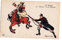 CPA-ILLUSTRATEUR MASS'BEUF CARICATURE WWI LE BELGE OU L ANVERS DE LA MEDAILLE - -Circulée - Mass'Boeuf