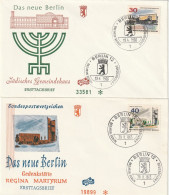 E 728) Berlin 1966 Mi# 257 FDC: Jüdisches Gemeindehaus; Mi# 258 FDC: REGINA MARTYRUM Gedenkstätte - Judaika, Judentum