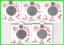 GERMANY - ALEMANIA DEUTFCHES REICH SERIE DE 5 MONEDAS DE 0.50 REICHSPFENNIG AÑO 1943 – KM 96 ( SERIE COMPLETA 5 CECAS ) - 50 Reichspfennig