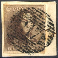 [O SUP] N° 1, 10c Brun Sur Fragment, Belles Marges. TB Obl Centrale 'P117' Thuin - Cote: 115€ - 1849 Hombreras