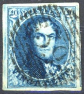 [O SUP] N° 7Aa, 20c Bleu Foncé, Marges énormes - TB Obl Centrale 'P39' Fleurus, Coba +10 € - 1851-1857 Medallions (6/8)