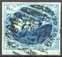 [O SUP] N° 7, 20c Bleu, TB Margé Avec Bdf. TB Obb 'P120' 8b épaisses - LUXE - 1851-1857 Medaillons (6/8)