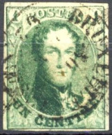 [O SUP] N° 9-cu, 1c Vert Foncé, Margé - Impression Doublée (glissée). Jolie Obl Centrale  DC 'Bruxelles'. Rare - 1858-1862 Medaillons (9/12)