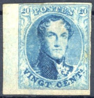 [* B/TB] N° 11A, 20c Bleu, Belles Marges Et Coin De Feuille !!. Pleine Gomme Originale - Timbre Présentant Un Aminci Mai - 1858-1862 Médaillons (9/12)