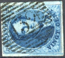 [O SUP] N° 11, 20c Bleu, Belles Marges - TB Obl Centrale 'P32' Diest, Coba +20 €. Superbe - 1858-1862 Medallions (9/12)