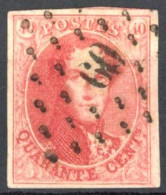[O SUP] N° 12a, 40c Carmin-rose, Belles Marges - Superbe Obl Anormale 'LP60' Buxelles. LUXE - 1858-1862 Medaillen (9/12)