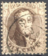 [O SUP] N° 14, 10c Brun, Centrage Parfait - Obl Anormale Double Cercle - 1863-1864 Medaillen (13/16)