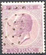 [O SUP] N° 21A, 1F Violet (dentelure 15) - Obl Légère. Superbe - Cote: 110€ - 1865-1866 Profile Left