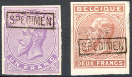 [* SUP] 1883 : 1F Violet Et 2F Brun, Les 2 Valeurs Non émises - Avec Spécimen - Cote: 160€ - 1869-1883 Leopoldo II